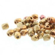 True2™ Czech Fire polished faceted glass beads 2mm - Crystal gold rainbow